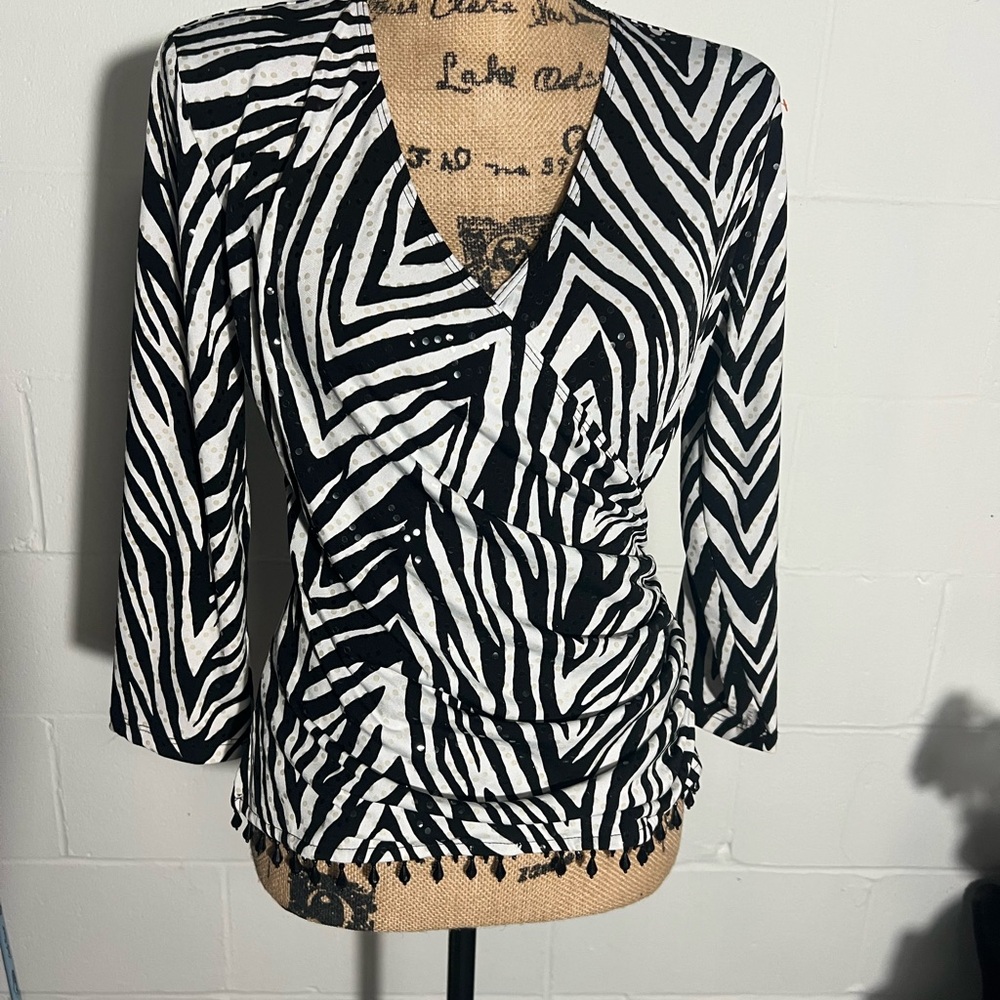 Black and White y2k Zebra Print Women's Top
